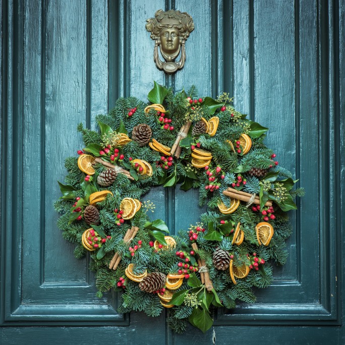 Wreath on door