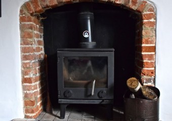 One of the two wood burning stoves